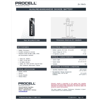 Bateria alkaiczna Duracell Procell LR6 AA 1szt