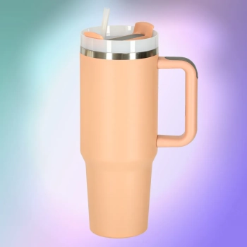 Kubek termiczny ze słomką i uchwytem termos 1200ml róż pudrowy