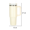 Kubek termiczny ze słomką i uchwytem termos 1200ml kremowy