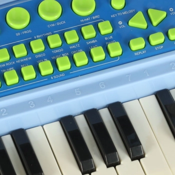 Keyboard dla dzieci pianinko interaktywne organki 37 klawiszy mikrofon statyw niebieskie
