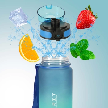 Butelka na wodę bidon ze słomką uchwytem sportowy 600ml niebiesko-zielony