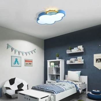 Lampa LED sufitowa plafon do pokoju dziecięcego ściemniana LUMELA + pilot chmurka niebieska