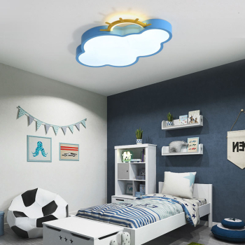Lampa LED sufitowa plafon do pokoju dziecięcego ściemniana LUMELA + pilot chmurka niebieska