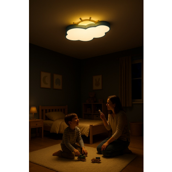 Lampa LED sufitowa plafon do pokoju dziecięcego ściemniana LUMELA + pilot chmurka niebieska