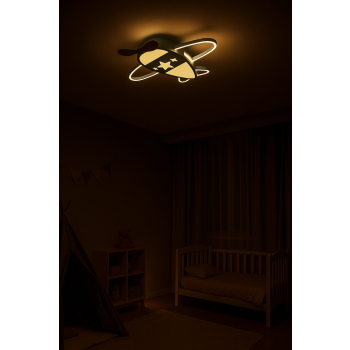 Lampa LED sufitowa plafon do pokoju dziecięcego ściemniana LUMELA + pilot samolot