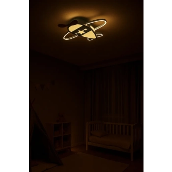 Lampa LED sufitowa plafon do pokoju dziecięcego ściemniana LUMELA + pilot samolot