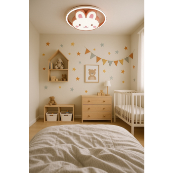 Lampa LED sufitowa plafon do pokoju dziecięcego ściemniana LUMELA + pilot króliczek