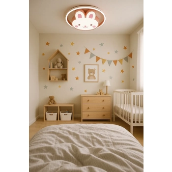 Lampa LED sufitowa plafon do pokoju dziecięcego ściemniana LUMELA + pilot króliczek
