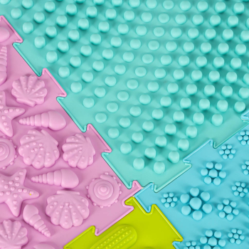 Mata sensoryczna puzzle montessori do masażu stóp 8 elementów pastelowe