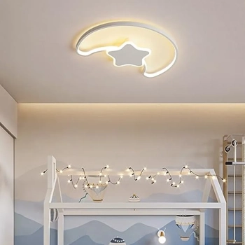 Lampa LED sufitowa plafon do pokoju dziecięcego ściemniana LUMELA + pilot księżyc biała