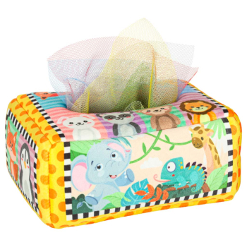 Sorter pudełko z chusteczkami sensoryczne montessori pluszowe cyfry litery