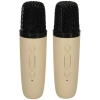Zestaw do karaoke 2 mikrofony + głośnik przenośny BLUETOOTH USB LED beżowy