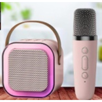 Głośnik do karaoke z mikrofonem różowy