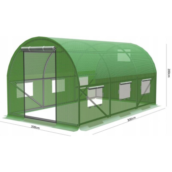 Szklarnia ogrodowa warzywniak tunel foliowy segment zielony 300 x 200 x 200 cm