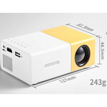 Mini projektor rzutnik przenośny dla dzieci LED TFT LCD 1920x1080 24-60" USB HDMI 12V żółto-biały