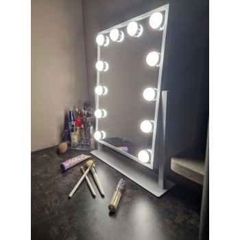 Lusterko do makijażu kosmetyczne podświetlane 12 LED Hollywood z 12 żarówkami USB 30 x 40 cm