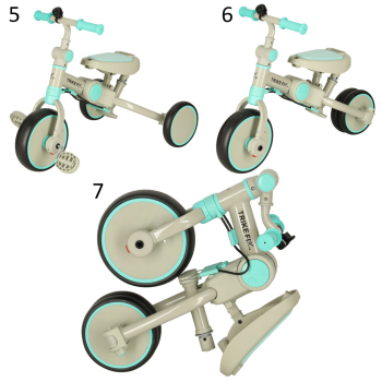 Rowerek trójkołowy TRIKE FIX V4 niebiesko-szary z daszkiem