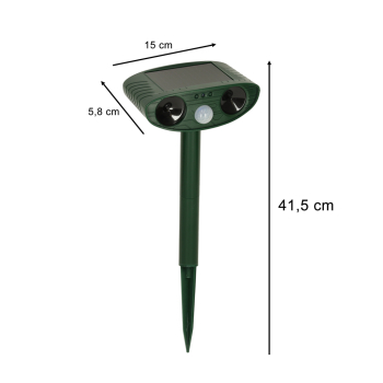 Odstraszacz solarny kretów na gryzonie kuny koty ptaki myszy szczury ultradźwięki