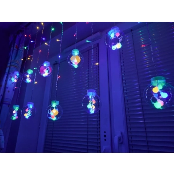 Lampki LED kurtyna kule świąteczne choinkowe 3m 108LED multikolor