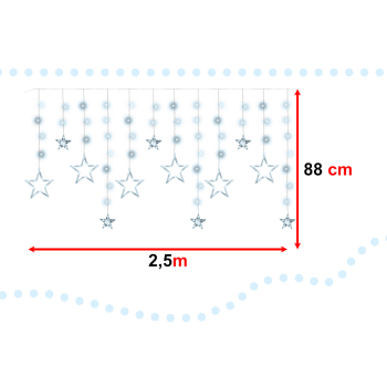 Lampki LED kurtyna gwiazdki 2,5m 138LED zimny biały