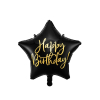 Balon foliowy urodzinowy gwiazdka Happy Birthday 40cm czarny