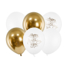 Balony urodzinowe Happy Birthday To You złoty biały 30cm 6szt