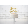 Topper na tort urodziny Happy Birthday złoty 22,5cm