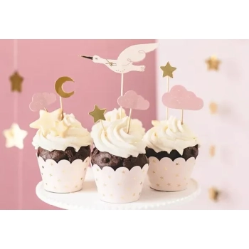 Dekoracje do muffinek babeczek - Bocian 11cm-12cm 7 sztuk