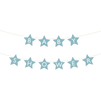 Baner napis na baby shower gwiazdki jasnoniebieskie 290cm x 16,5cm