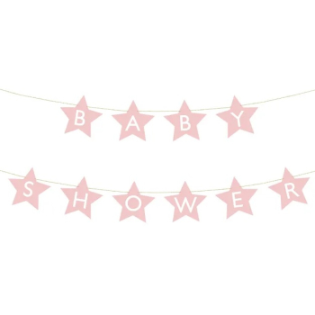 Baner napis na baby shower gwiazdki jasnoróżowe 290cm x 16,5cm