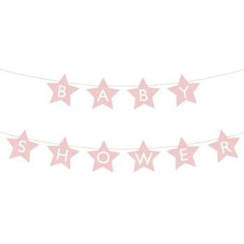 Baner napis na baby shower gwiazdki jasnoróżowe 290cm x 16,5cm