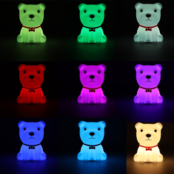 Lampka nocna dla dzieci silikonowa 8 LED USB biała piesek