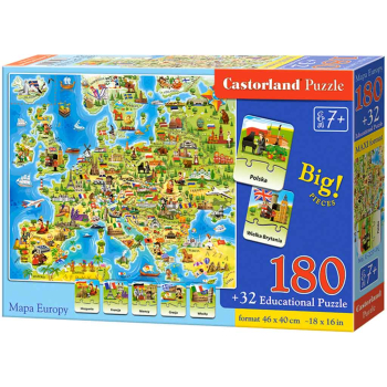 CASTORLAND Puzzle edukacyjne układanka Mapa Europy 212 elementów 7+