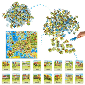 CASTORLAND Puzzle edukacyjne układanka Mapa Europy 212 elementów 7+