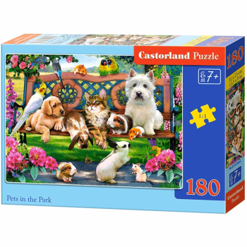 CASTORLAND Puzzle układanka 180 elementów Pets in the Park - Zwierzęta w parku 7+