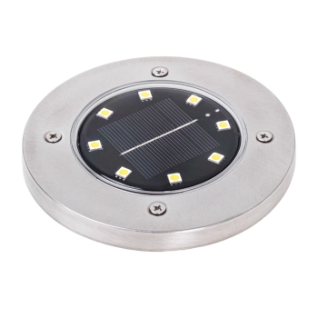 Lampy ogrodowe solarne najazdowe gruntowe czujnik zmierzchu wbijane świecący dysk 8LED 4szt. zimny biały