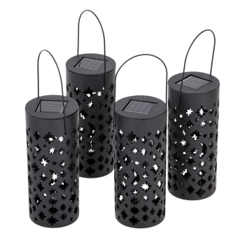 Lampa solarna ogrodowa ażurowa latarenka lampion LED czujnik zmierzchu wbijana 4szt.