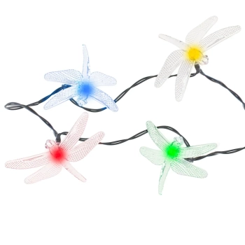 Lampki ogrodowe solarne ważki 6,5m 30LED multikolor