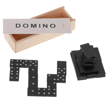 Domino drewniane klocki gra rodzinna + pudełko