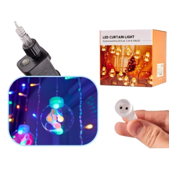 Lampki LED kurtyna kule wiszące świąteczne choinkowe 3m 108LED multikolor ze złączem 8 trybów świecenia
