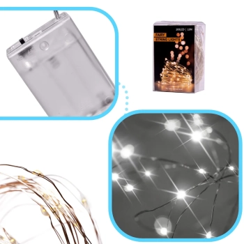 Lampki LED druciki dekoracyjne świąteczne choinkowe 5m 50LED zimny biały