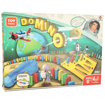 Samolot wyrzutnia napędzana domino gra edukacyjna domino zestaw klocki 2x samolot schody kula