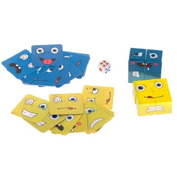 Gra edukacyjne wyzwania nauka emocji klocki drewniane