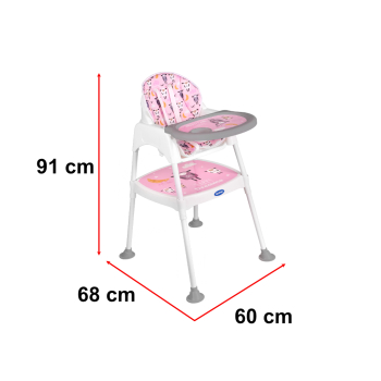 Krzesełko do karmienia stoliczek stolik krzesło 3w1 różowy