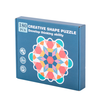 Puzzle drewniane układanka montessori kolorowa mozaika kształty 180 elementów