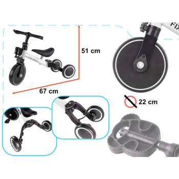 Rowerek Trike Fix Mini biegowy trójkołowy 3w1 z pedałami biały