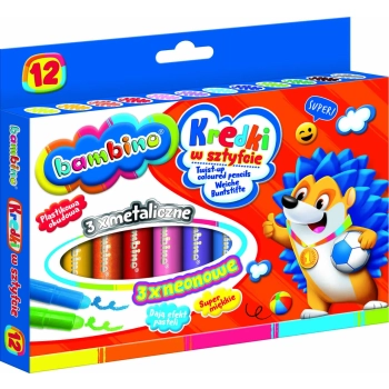 Kredki w sztyfcie wykręcane Bambino 12 kolorów