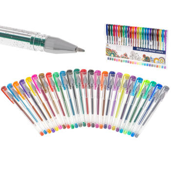 Długopisy żelowe kolorowe brokatowe zestaw 25szt.