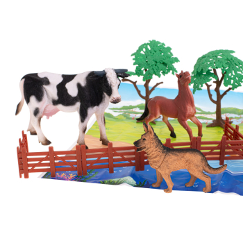 Figurki zwierzęta zwierzątka zagrodowe farma 7szt + mata i akcesoria zestaw