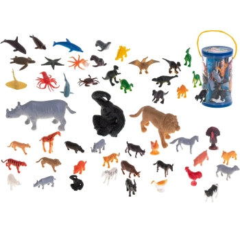 Figurki zwierzęta morskie dzikie zagrodowe dinozaury zestaw mix 48sztuk